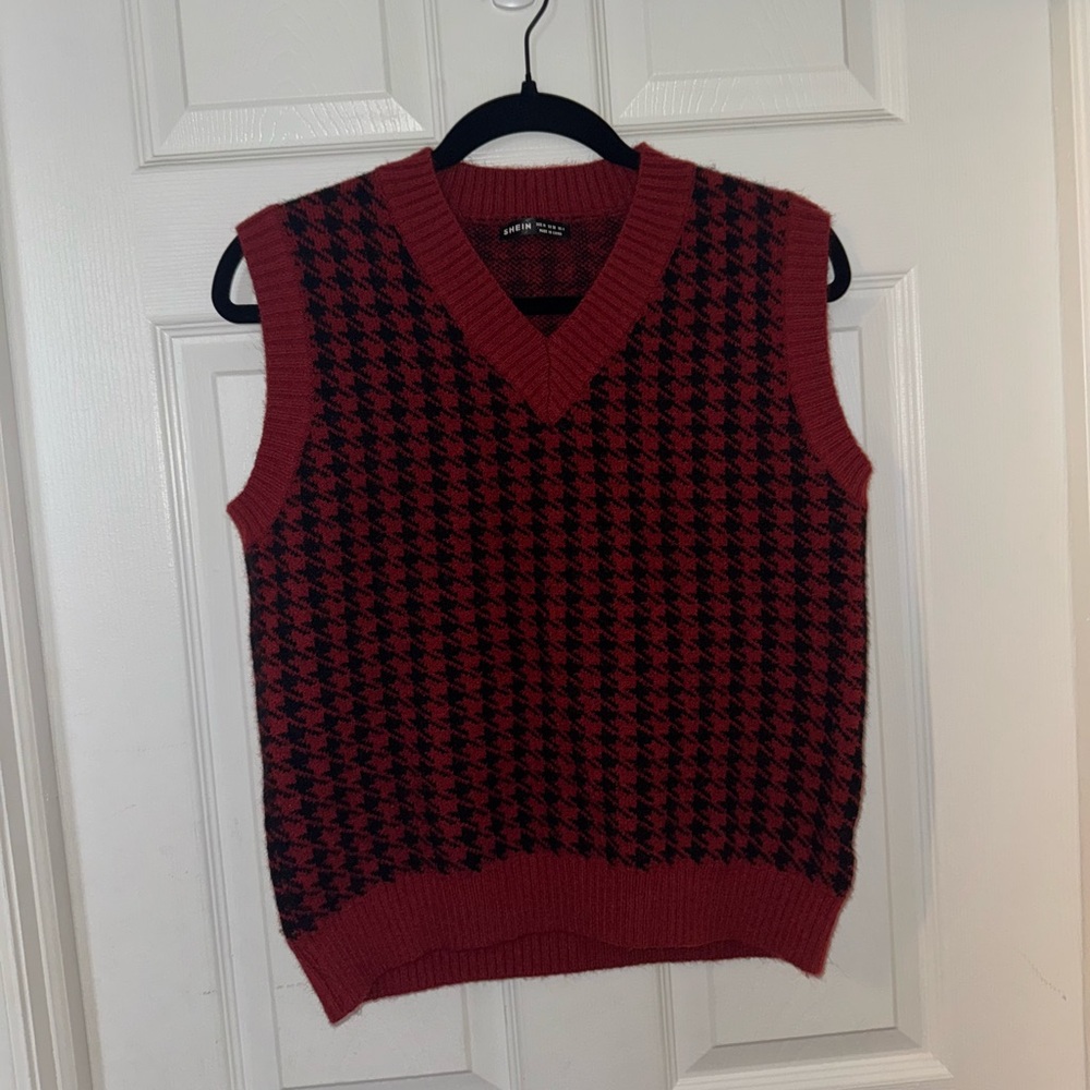Shein red and blue sweater vest